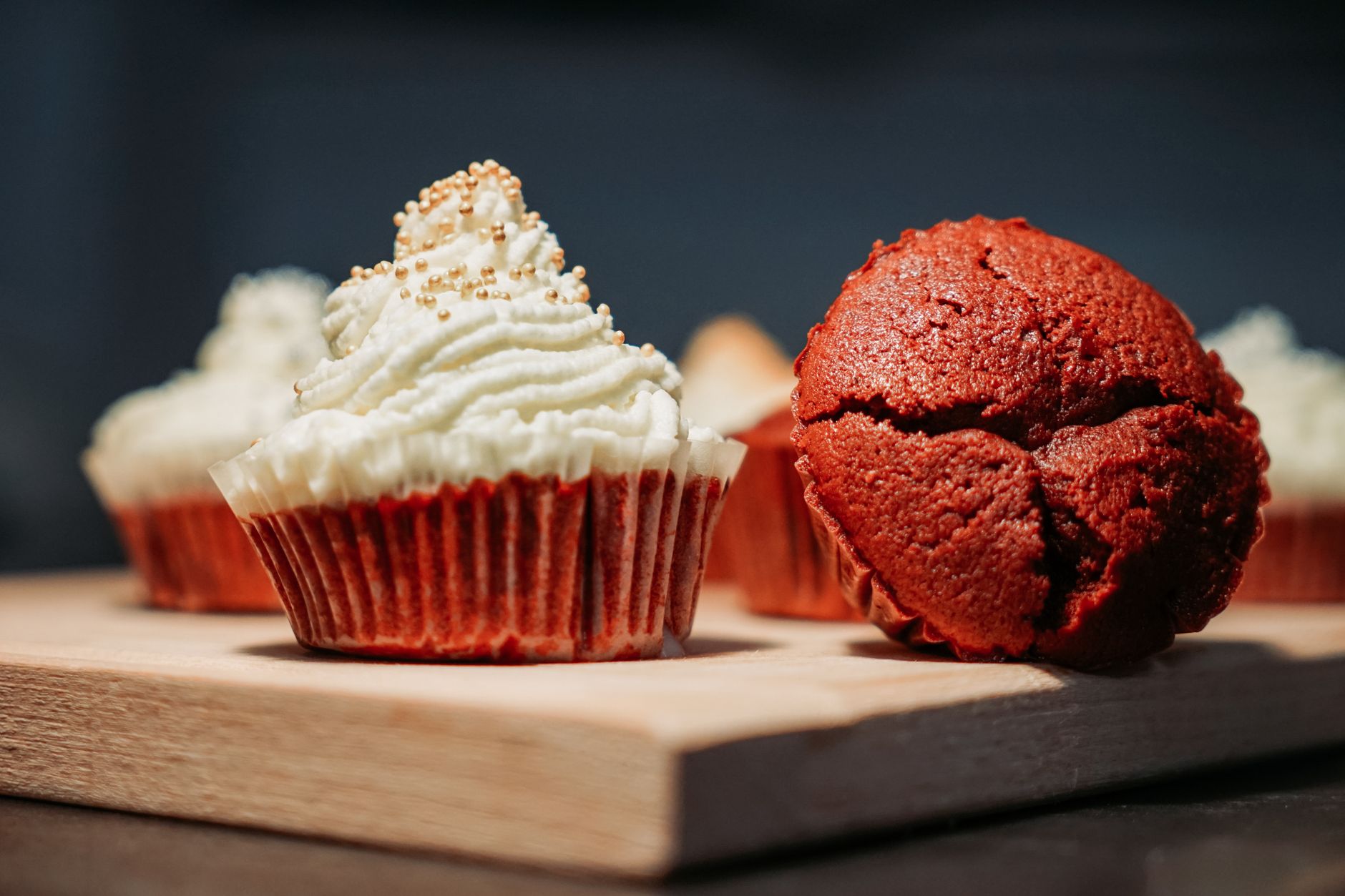 Stuffed Red Velvet Cupcakes with Chocolate Glaze